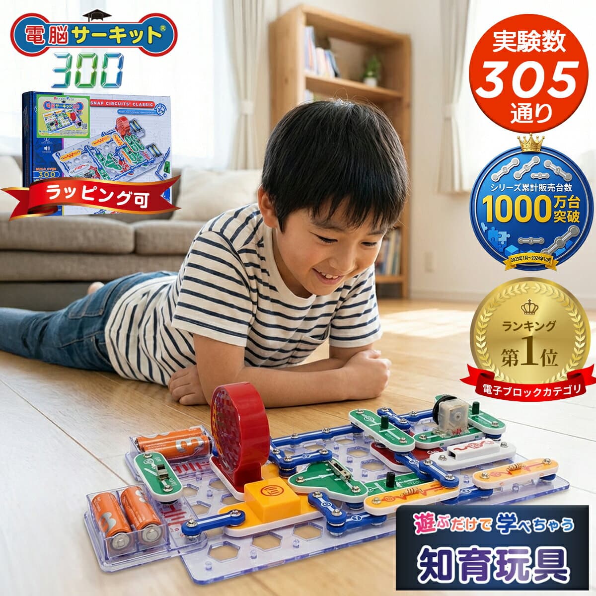 5歳 6歳 男の子 プレゼント 子供 知育玩具 小学生 誕生日 【電脳サーキット 300】 正規品 電子ブロック 7歳 8歳 9歳 10歳 11歳 電気 ブロック 玩具 実験 プログラミング おもちゃ 回路パズル 誕生日プレゼント クリスマス 入学祝い 人気 ランキング 電子回路 勉強 学習