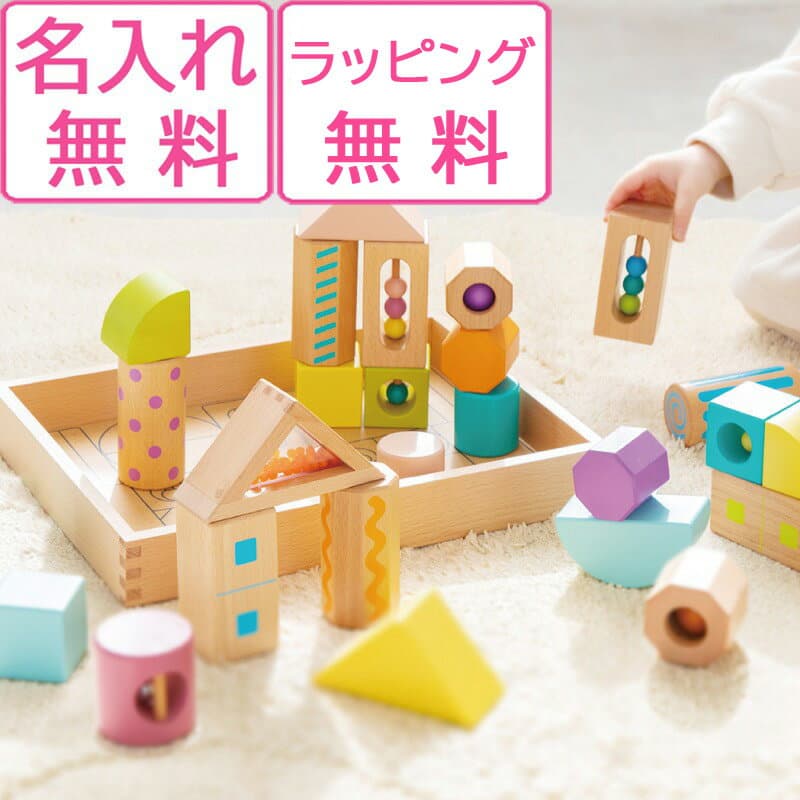 積み木 音が鳴る 音いっぱいつみき ボリュームセット 名入れ無料 1歳 誕生日プレゼント 木のおもちゃ 出産祝い エドインター GENI 木製 知育玩具 赤ちゃん 男の子 女の子