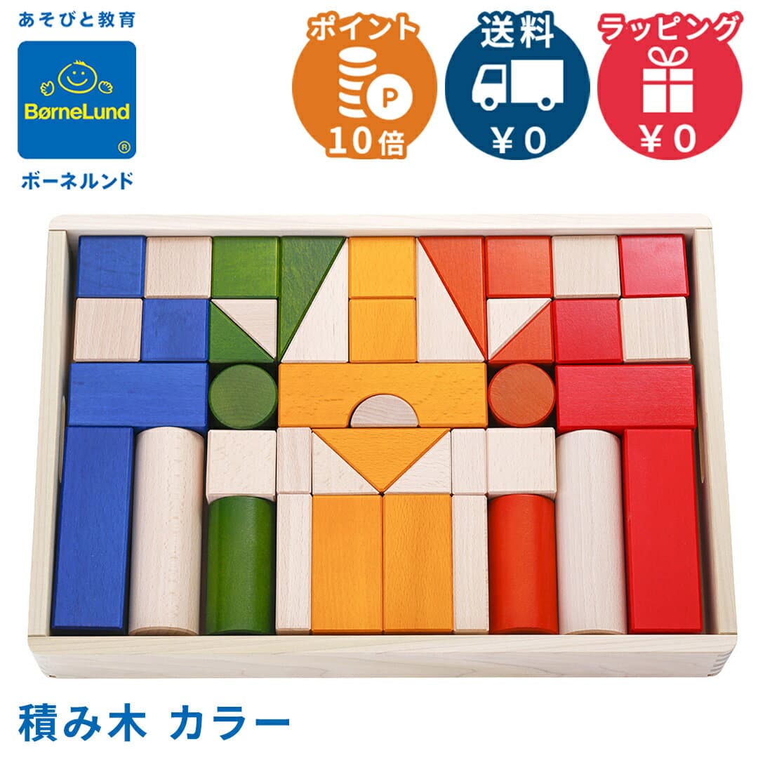 【積み木の本付き】 ボーネルンド オリジナル積み木 カラー 積み木の本付き 積み木 日本製 BorneLund 正規品 木のおもちゃ 知育玩具 つみき 積木 赤ちゃん 0歳 1歳 2歳 男の子 女の子 出産祝い プレゼント ギフト 誕生日 クリスマス カラフル